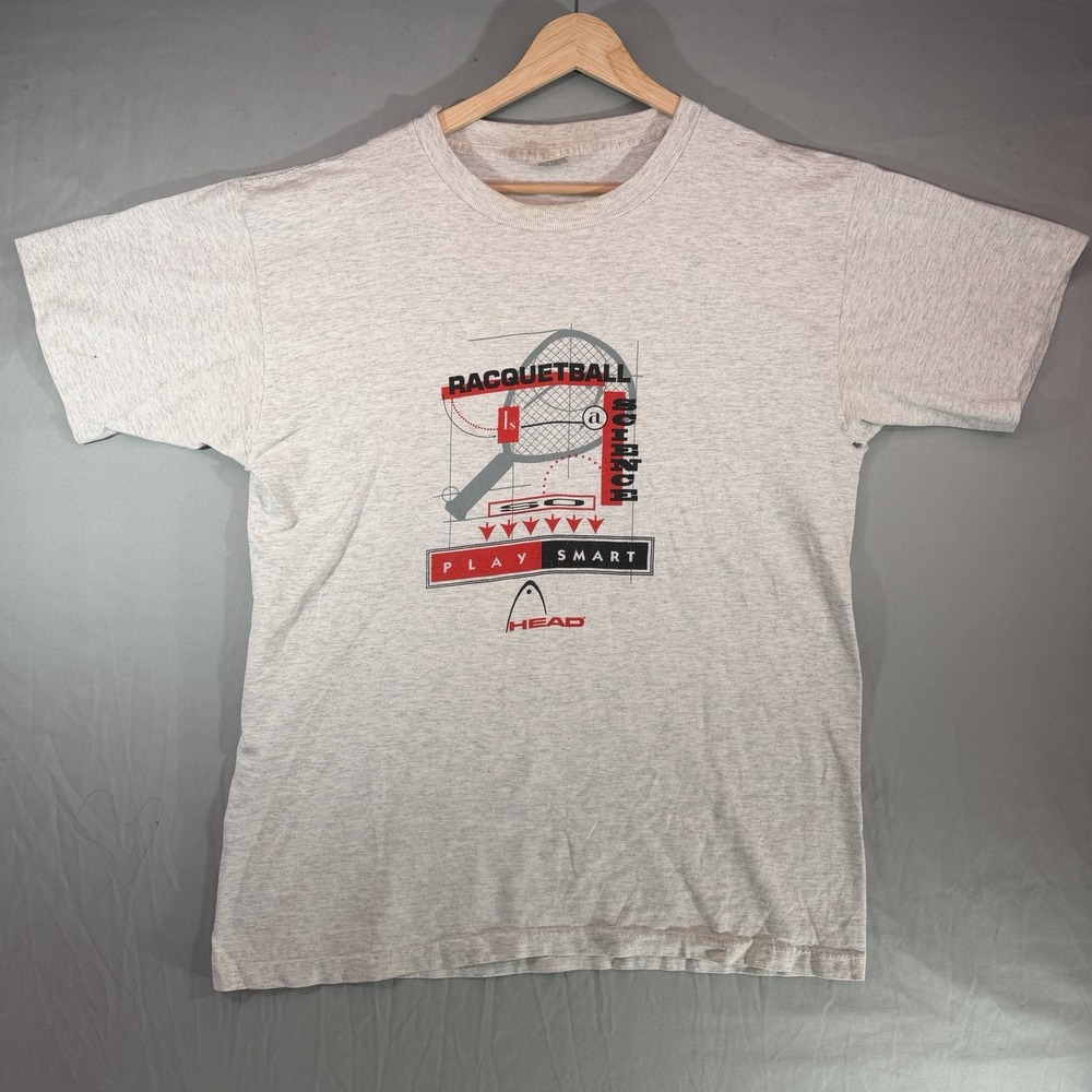 Vintage Racquetball Shirt Mens Large Gray Murina Made In USA Sports 90s
